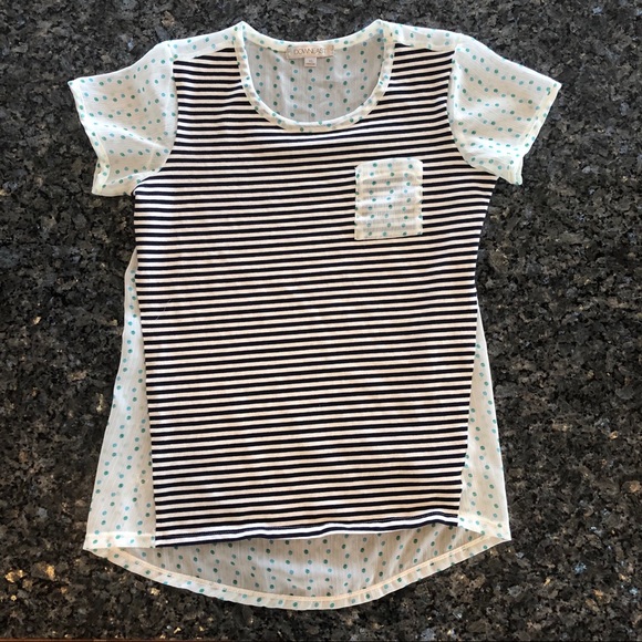DownEast Striped Top with Sheer Polka Dot Back - Picture 7 of 7